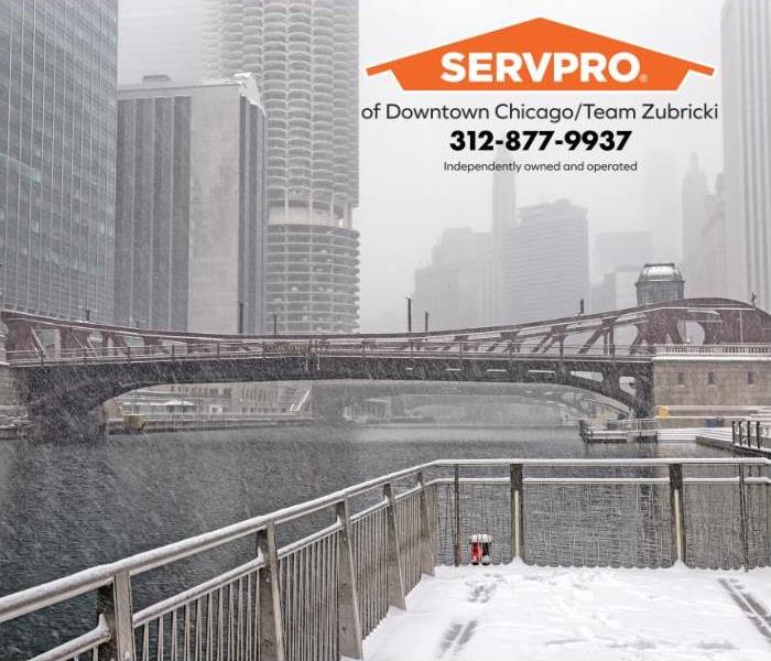 Downtown Chicago is seen during a winter storm.